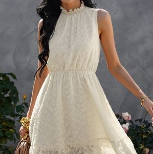 Sleeveless Ruffle Hem Mini Lace Dress
